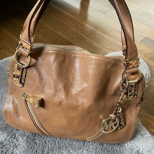 Michael Kors Tan Leather Shoulder Bag with Gold Accents